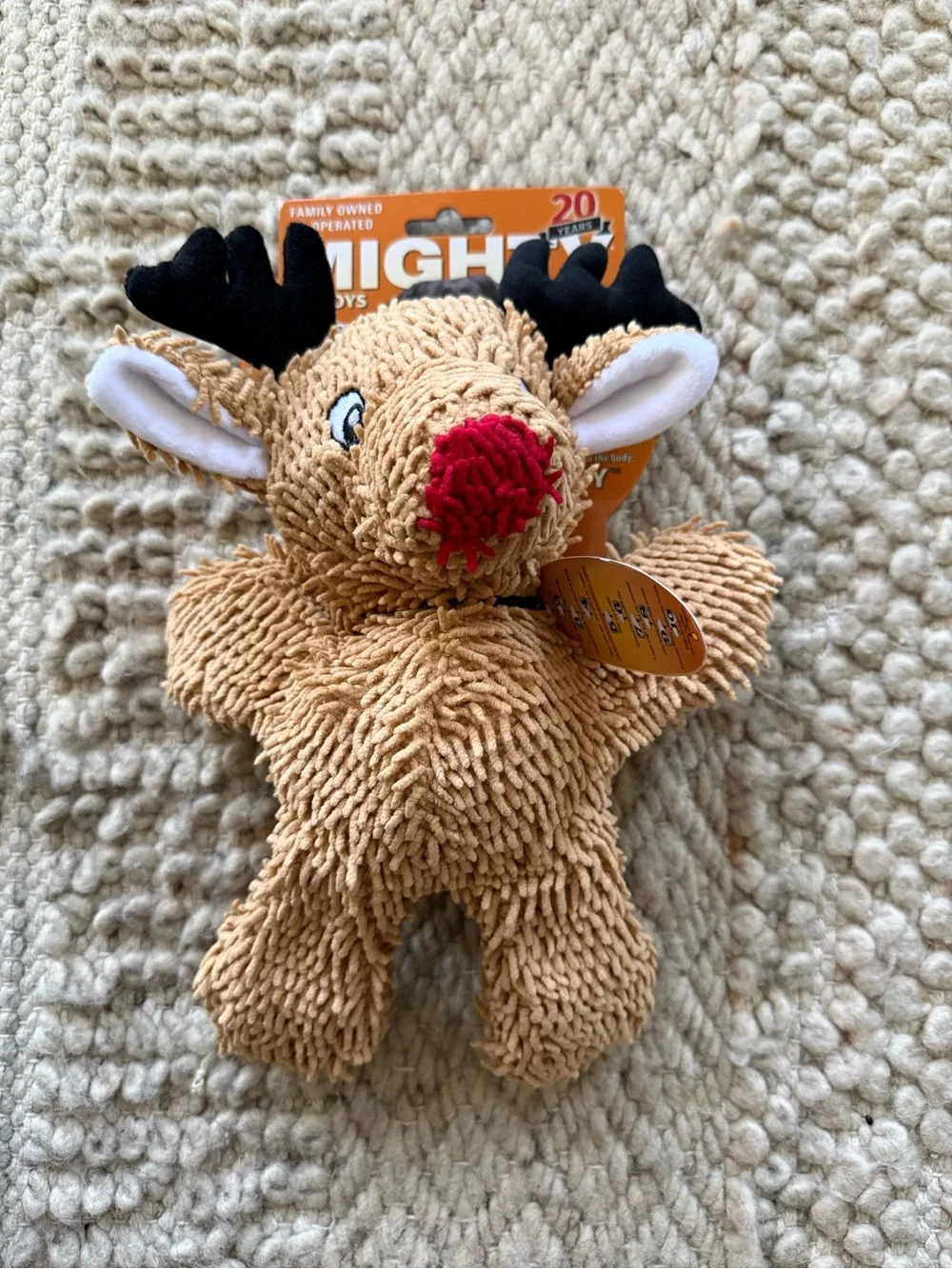 Might dog toy durable seams high-quality machine washable reindeer squeeker